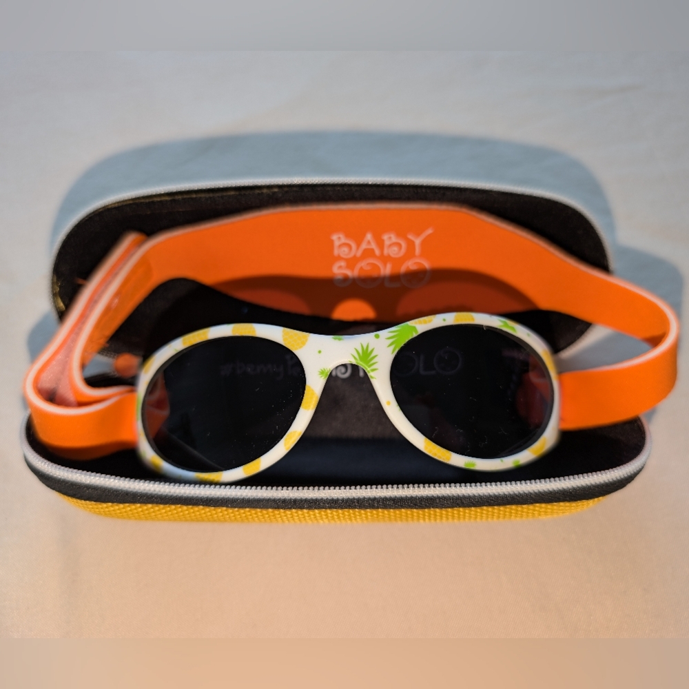 Vibrant Orange and White Sunglasses with Protective Case